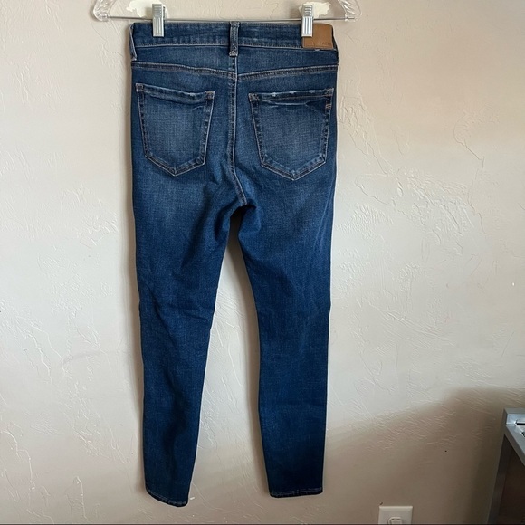 Aero High Rise Dark Wash Distressed Skinny Denim Jeans - Picture 4 of 7